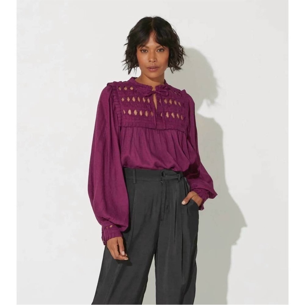 CLEOBELLA SABELLA PEASANT BLOUSE S PURPLE